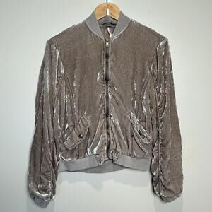 Free People Women’s Ruched Velvet Bomber Jacket‎ Size XS
